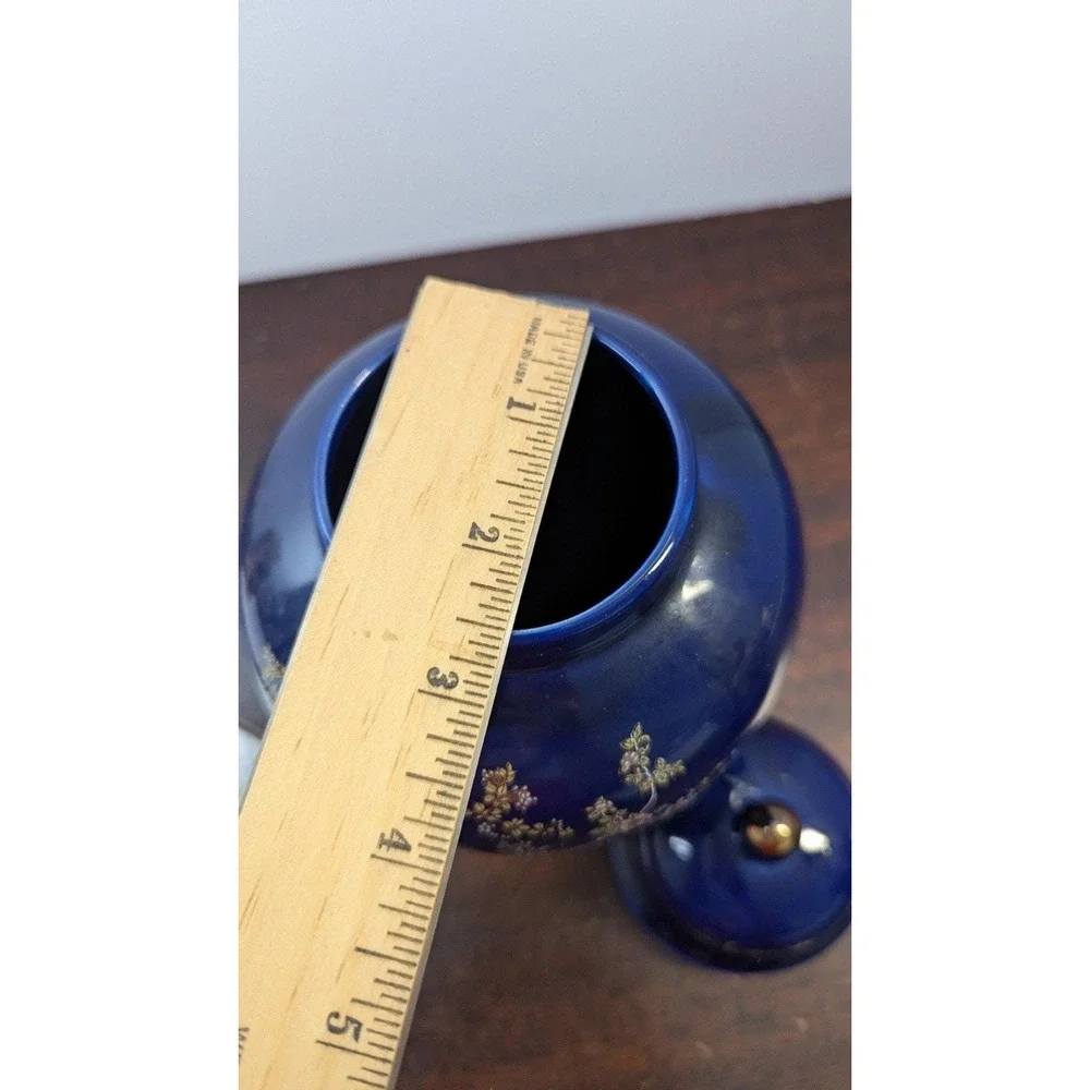 Vintage Shirakabe China Cobalt Blue Ginger Jar Pheasant Gold Gilt Made in Japan